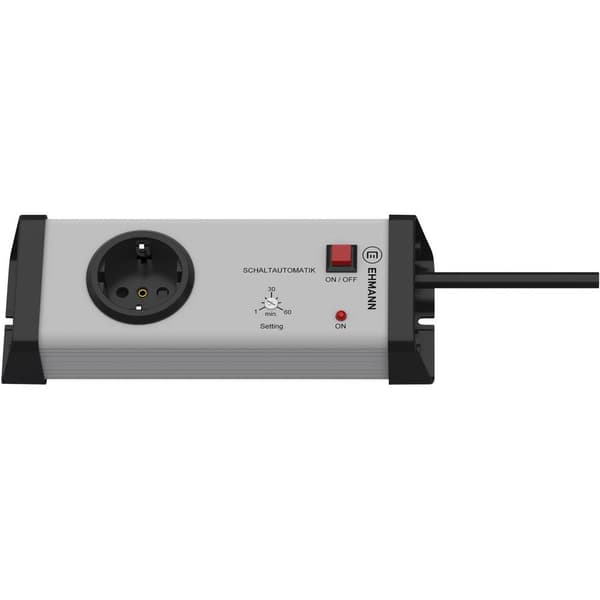 Ehmann 0217c01012a01 Förgreningsdosa med timer 1x Grå, Svart Skyddskontakt 1 st