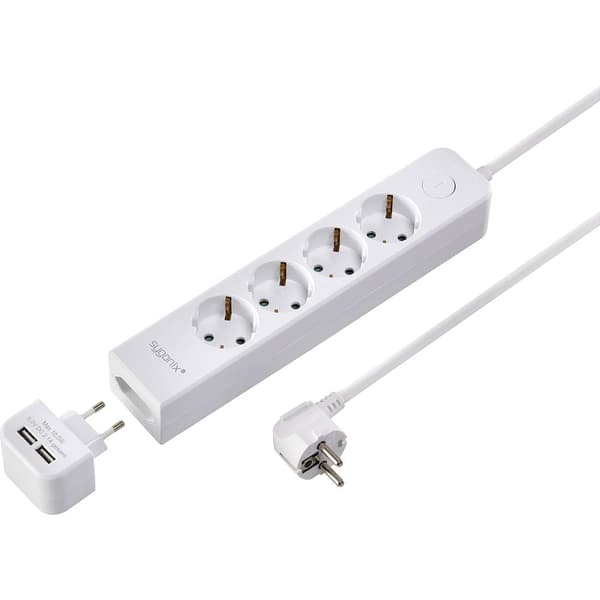 Sygonix SY-4535058 Förgreningsdosa med brytare Vit Skyddskontakt 1 st