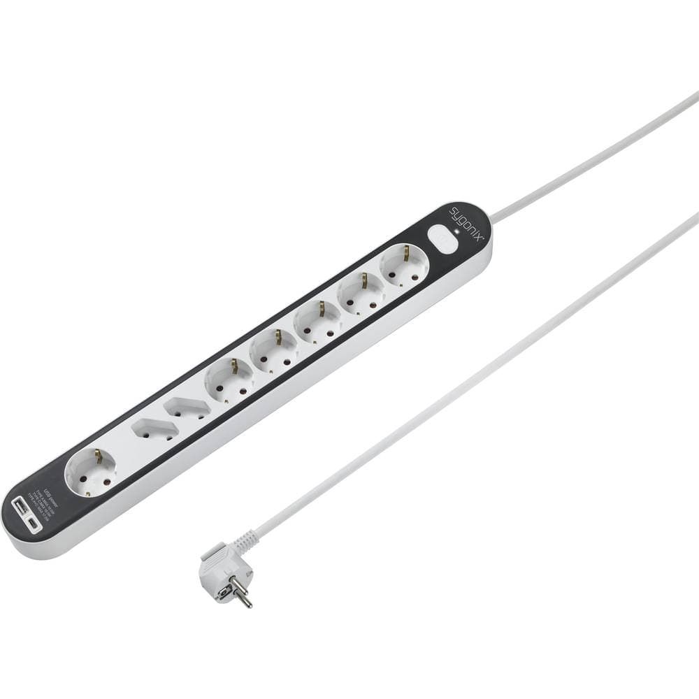 Sygonix SY-4755370 Förgreningsdosa med brytare Vit, Grå Skyddskontakt