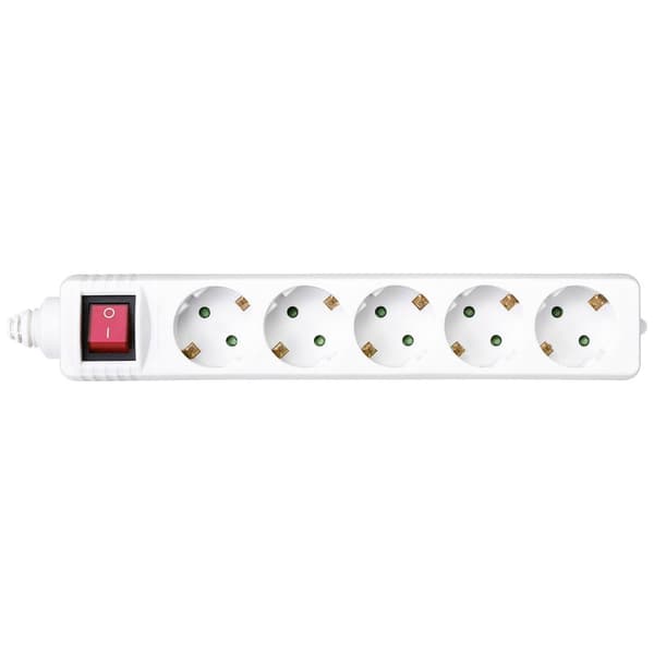 Sygonix BT-2372211 Förgreningsdosa med brytare 5x Vit 1 st