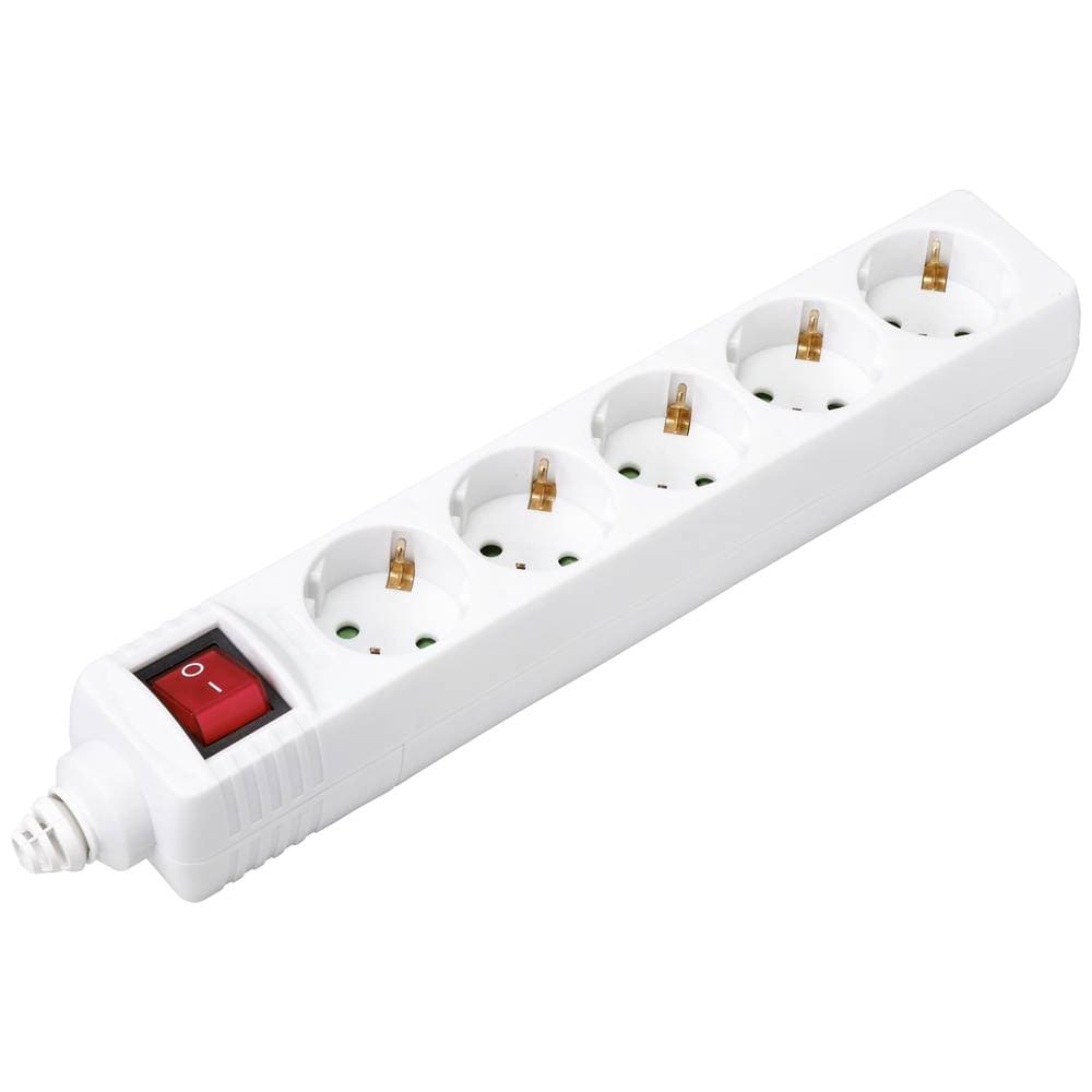 Sygonix BT-2372211 Förgreningsdosa med brytare 5x Vit