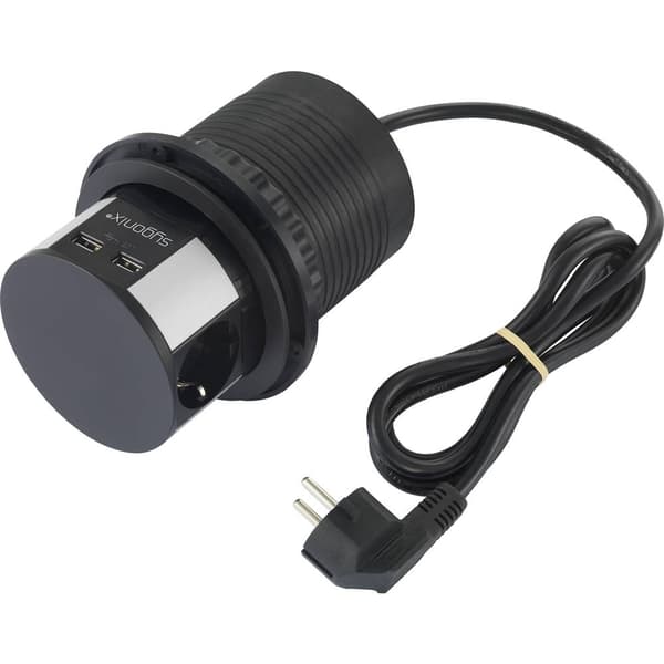 Sygonix SY-4780156 Kontaktpelare Svart, Silver Skyddskontakt 1 st