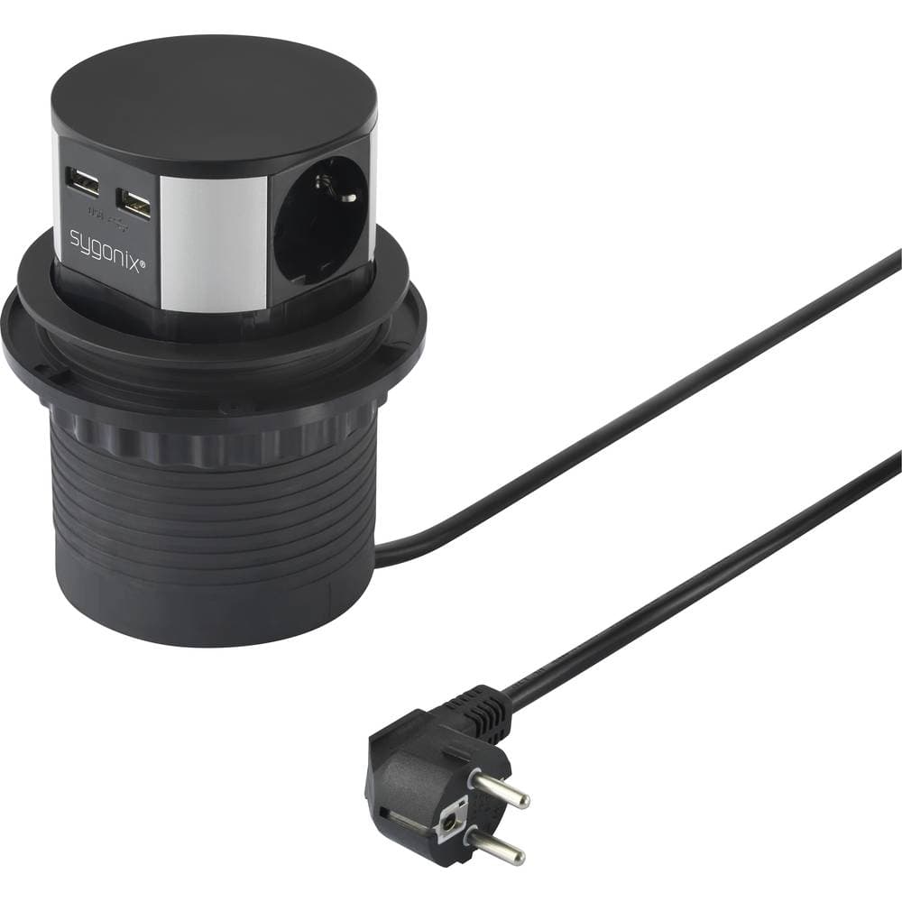 Sygonix SY-4780156 Kontaktpelare Svart, Silver Skyddskontakt