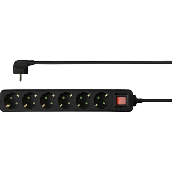 Sygonix SY-4891006 Förgreningsdosa med brytare Svart Skyddskontakt 1 st