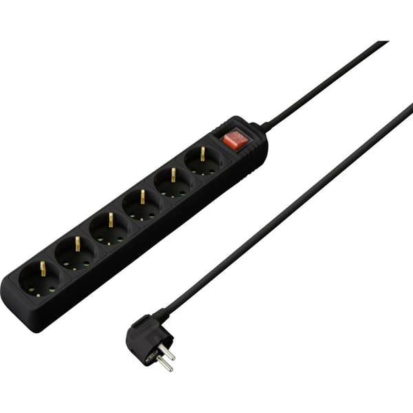 Sygonix SY-4891006 Förgreningsdosa med brytare Svart Skyddskontakt 1 st
