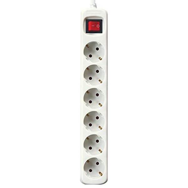 Förgreningslist 6 Tomas med Brytare Silver Electronics Vit - 1,5 m