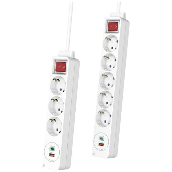 Hama 00223185 Förgreningsdosa med brytare Vit Skyddskontakt 1 st