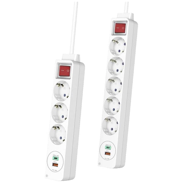 Hama 00223185 Förgreningsdosa med brytare Vit Skyddskontakt 1 st