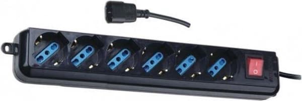 Techly strømskinne 6 stikkontakter sort med VDE-stik IUPS-PCP-6V