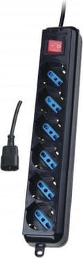 Miniatyrbillede 2 af 3: Techly strømskinne 6 stikkontakter sort med VDE-stik IUPS-PCP-6V