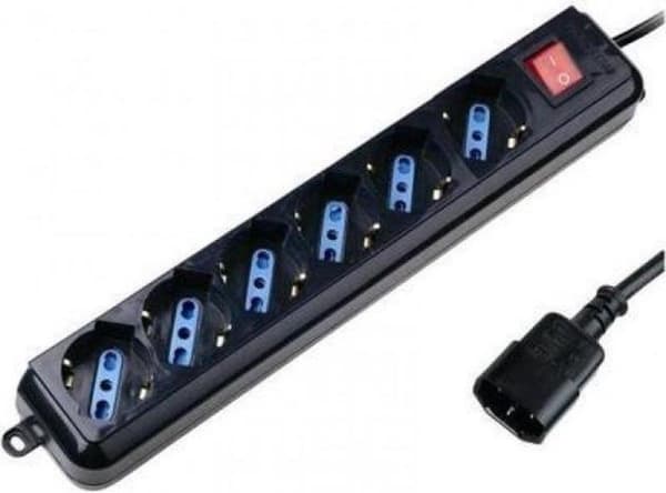 Techly Power Strip 6 fatninger Sort med VDE-stik IUPS-PCP-6V