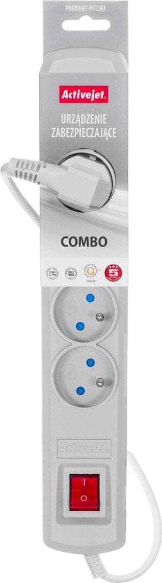 Activejet grå strømskinne med ledning ACJ COMBO 5G/1,5M/BEZP. AUT/S