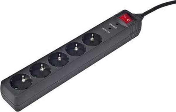Gembird SPG5-C-5 jatkojohto 1,5 m 5 AC-pistorasiaa Musta