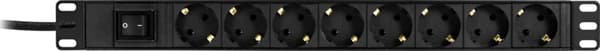 DELTACO strømskinne med <b>8xCEE 7/4 stik</b>, 1xCEE 7/7 tilslutning,