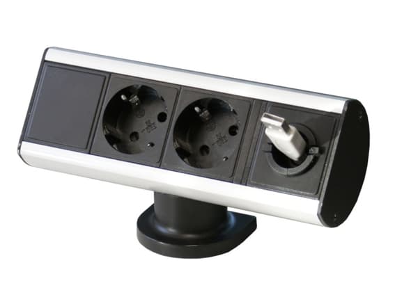 Smartline Desk , 2xCEE 7/4, kabelgennemføringshul, aluminium/sort Aluminium, Sort
