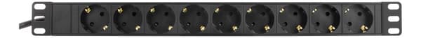 DELTACO power outlet, 9xCEE 7/4, 1xCEE 7/7, pet-protected, 2m,black
