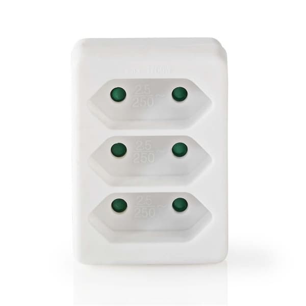 Nedis Strømstik Splitter | Type F (CEE 7/7) | 250 V AC 50 Hz | France / Type C (CEE 7/16) | 250 V AC 50/60 Hz | 2.5 A | 1700 W | Hvid