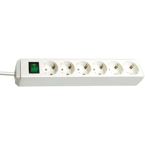 brennenstuhl Eco-Line 6-vejs strømskinne (fordelerboks med afbryder og 1,50 m kabel) TYPE F