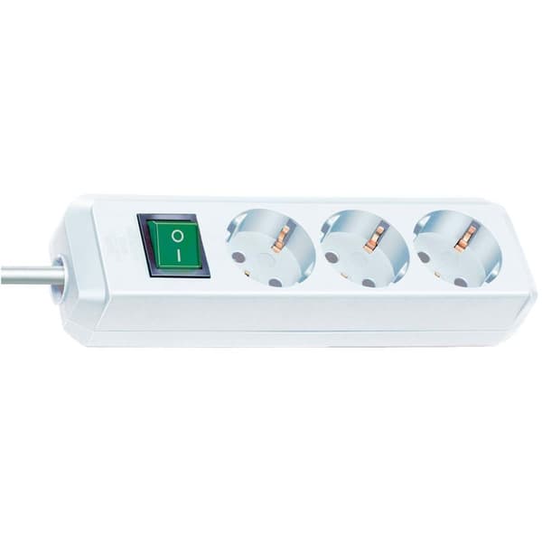 brennenstuhl Eco-Line 3-vejs strømskinne (Socketblok med højere kontaktbeskyttelse, Switch, 1,50 m kabel) Hvid TYPE F