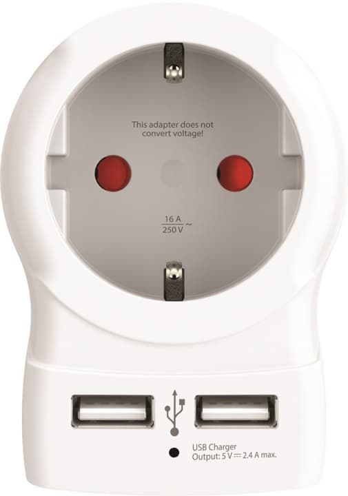 SKROSS Stikkontaktadapter med 2 USB-A