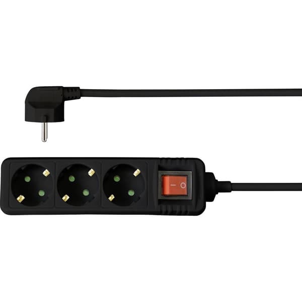 Sygonix SY-4890984 Förgreningsdosa med brytare Svart Skyddskontakt 1 st