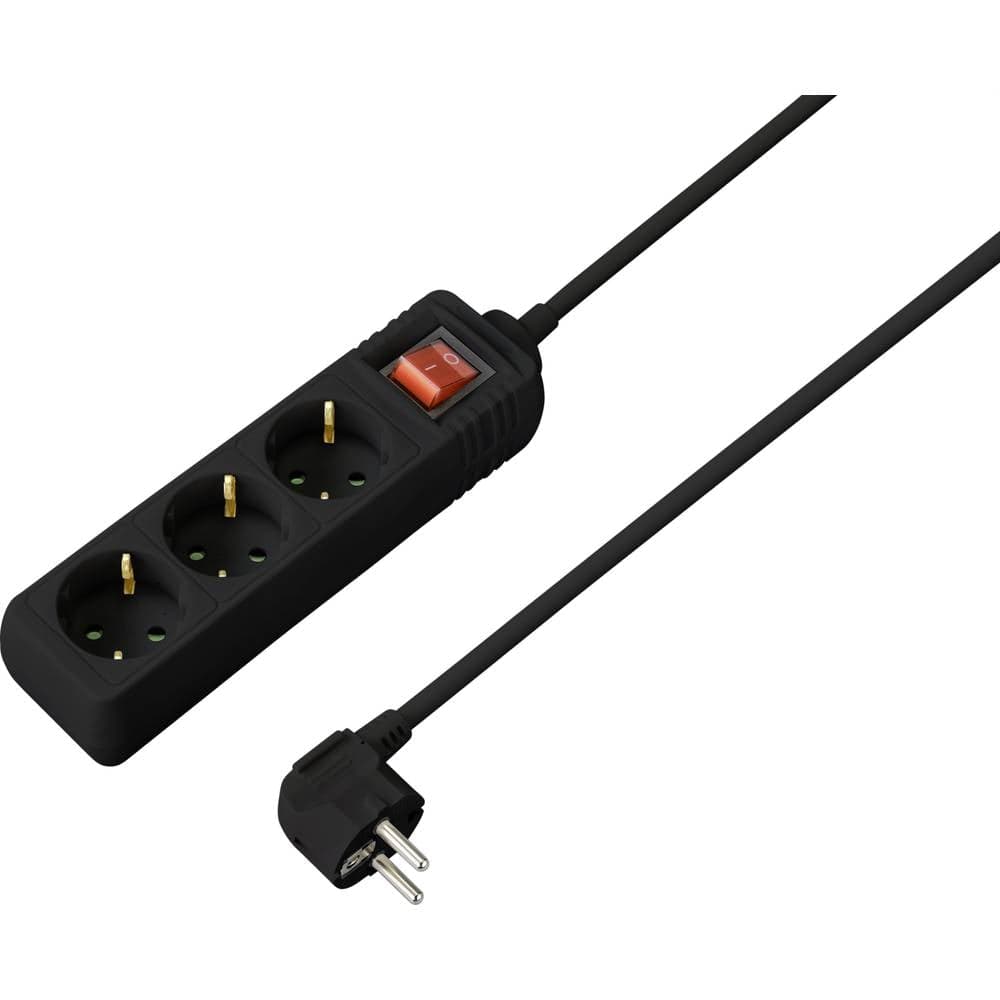 Sygonix SY-4890984 Förgreningsdosa med brytare Svart Skyddskontakt