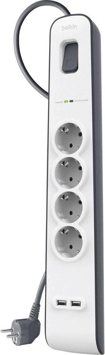 Belkin BSV401VF2M overspændingsbeskytter Hvid 4 AC-udtag 2 m