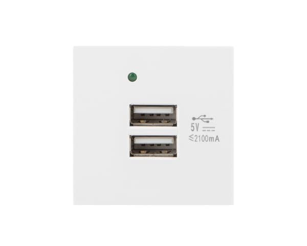 AC Vägguttag USB - Vit