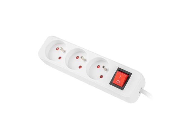 Listwa zasilająca 3m, biała, 3 gniazda, z wyłącznikiem, kabel wykonany z pełnej miedzi