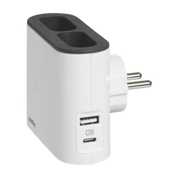 Rozgałęziacz 2x2P+USB AC Biało/czarny