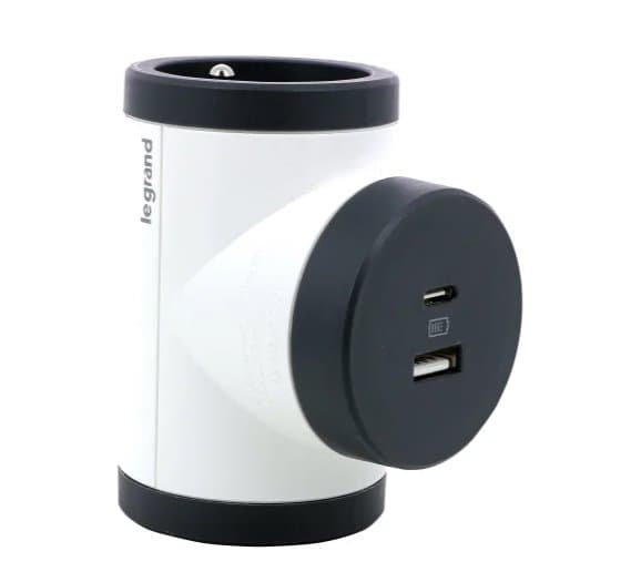 Rozgałęziacz  obrotowy 2xP+Z +USB AC-B/C