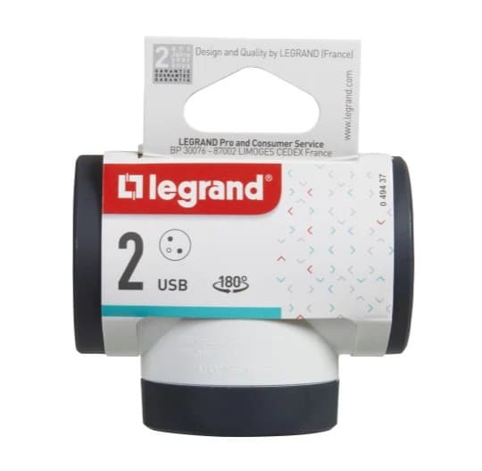 Rozgałęziacz  obrotowy 2xP+Z +USB AC-B/C
