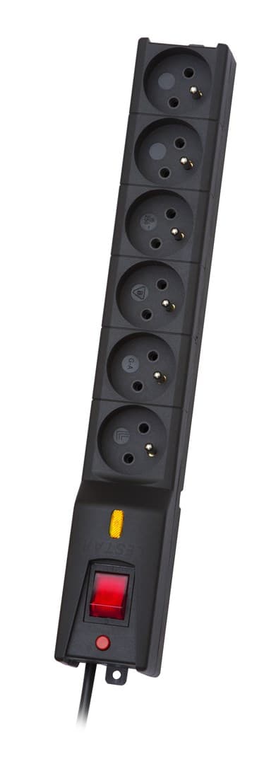 LESTAR LX 610 GA, overspændingsbeskytter, 1,5 m, sort 6 stikkontakter 230 V