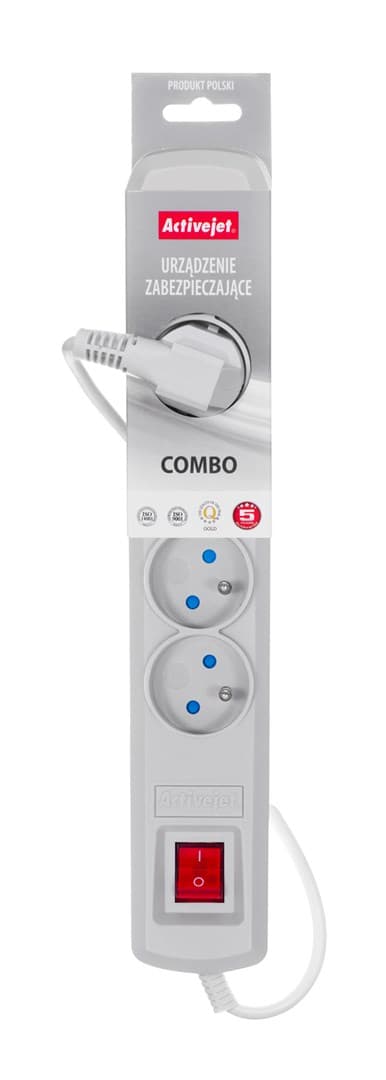 Activejet grå strømskinne med ledning ACJ COMBO 5G/1,5M/BEZP. AUT/S