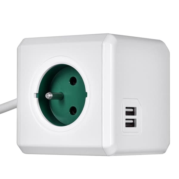 Allocacoc 2402GN/FREUPC strømforlænger 1,5 m 4 AC stikkontakt(er) Indendørs Grøn, Hvid