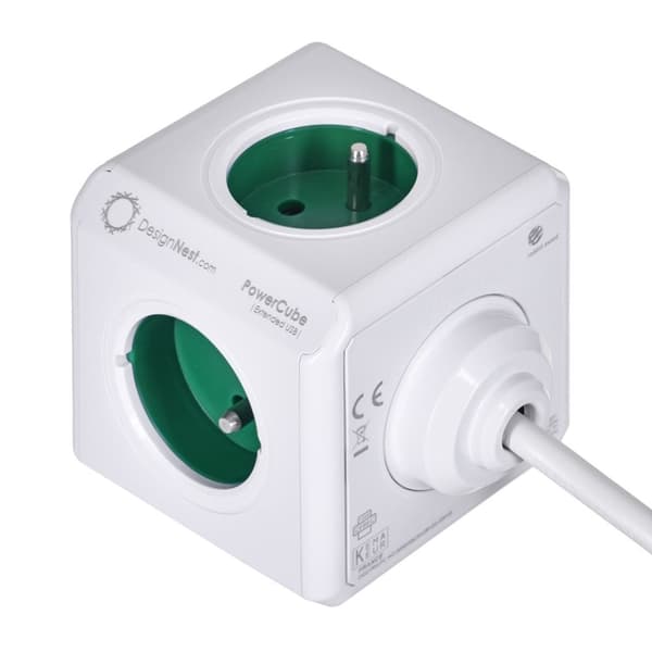 Allocacoc 2402GN/FREUPC strømforlænger 1,5 m 4 AC stikkontakt(er) Indendørs Grøn, Hvid