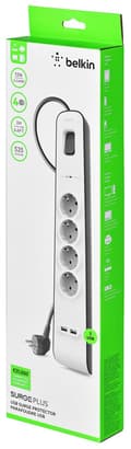 Pikkukuva 7 / 8: Belkin BSV401VF2M ylijännitesuoja Valkoinen 4 AC pistorasia(a) 2 m