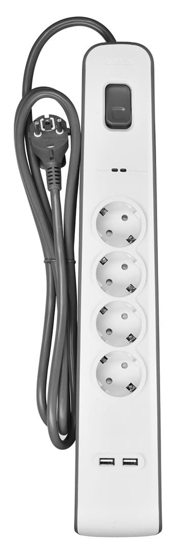 Belkin BSV401VF2M ylijännitesuoja Valkoinen 4 AC pistorasia(a) 2 m