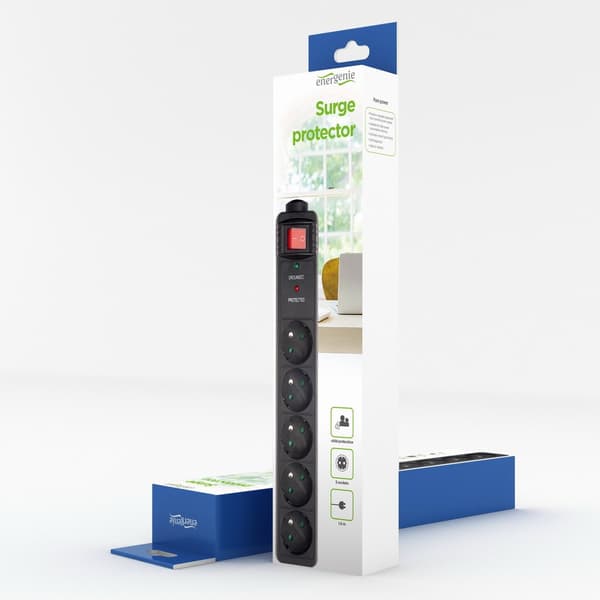 EnerGenie SPF5-C-5 överspänningsskydd 5 AC-uttag 250 V 1,5 m Svart