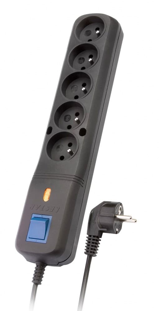 LESTAR LV530W 2,5M overspændingsbeskytter Sort, Grå 5 AC-udtag 2,5 m