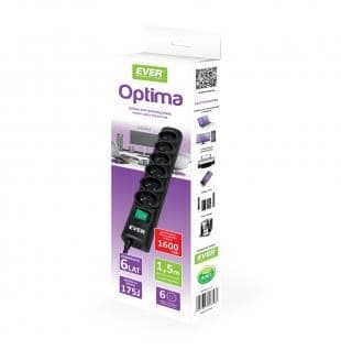 Ever OPTIMA ylijännitesuoja 1,5 m (6 x UTE; 10 A; musta) (T/LZ08-OPT015/0000)