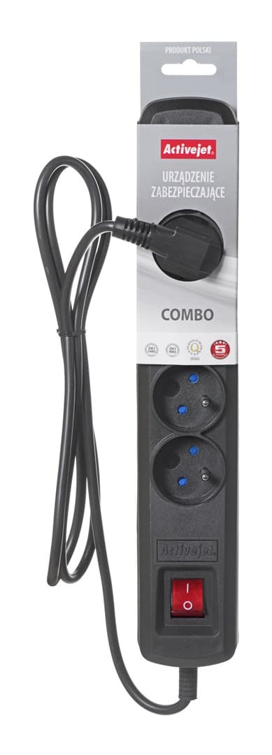 Activejet sort strømskinne med ledning ACJ COMBO 5G/3M/BEZP. AUTO/CZ