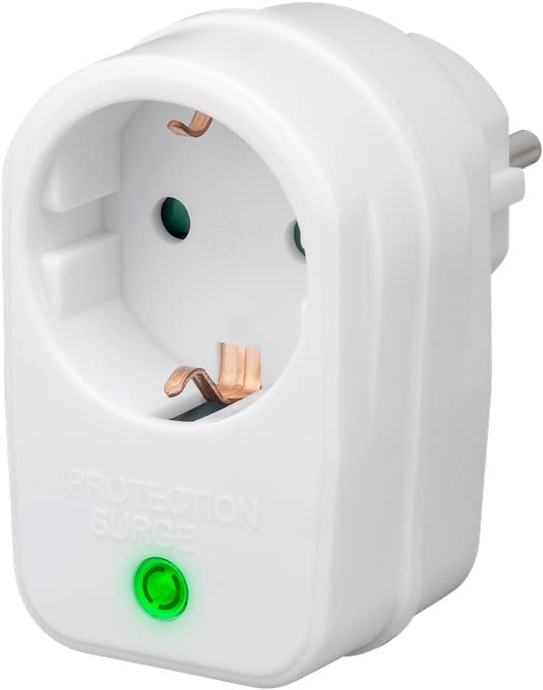 Goobay Adapter for stikkontakter med overspenningsvern Overspenningsvernbryter, 1 stikkontakt, hvit