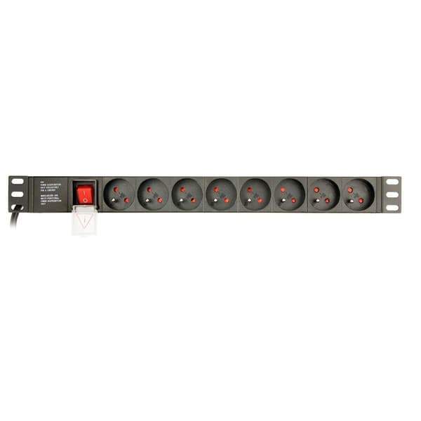 Schuko 19" 8-suuntainen haaroituspistorasia virtakytkimellä GEMBIRD EG-PDU-014-F (3 m) musta