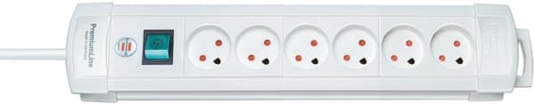 Brennenstuhl 6 way Extension Socket, Earthed, 3m, White