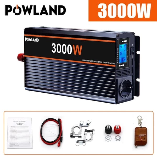 Effektomvandlare, Ren Sinusvåg, Fjärrkontroll, 5000W, 24V, Europa
