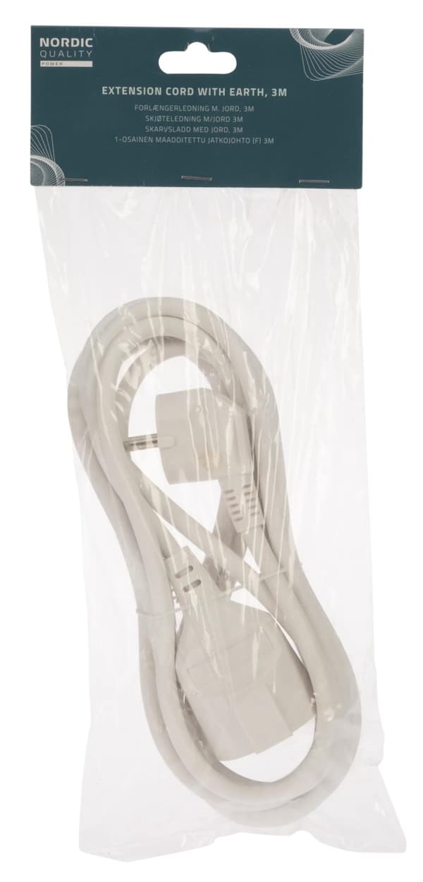 Nordic Quality Extension cord with grounding, 3m