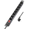 Miniatyrbilde 3 av 8: LogiLink 8-veis strømfordelingsenhet med bryter for 19" rack U1 Black