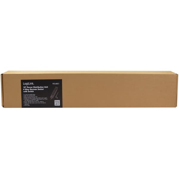 LogiLink 4-vägs grenuttag med brytare för 10"-rack U1 Svart