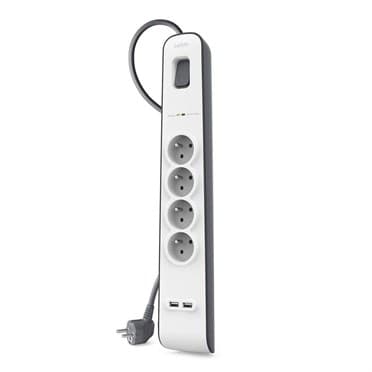Belkin BSV401CA2M ylijännitesuoja musta, valkoinen 4 AC pistorasia(a) 2 m